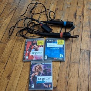 PS3 Singstar 1 and 2 and Disney sing it with Singstar microphone